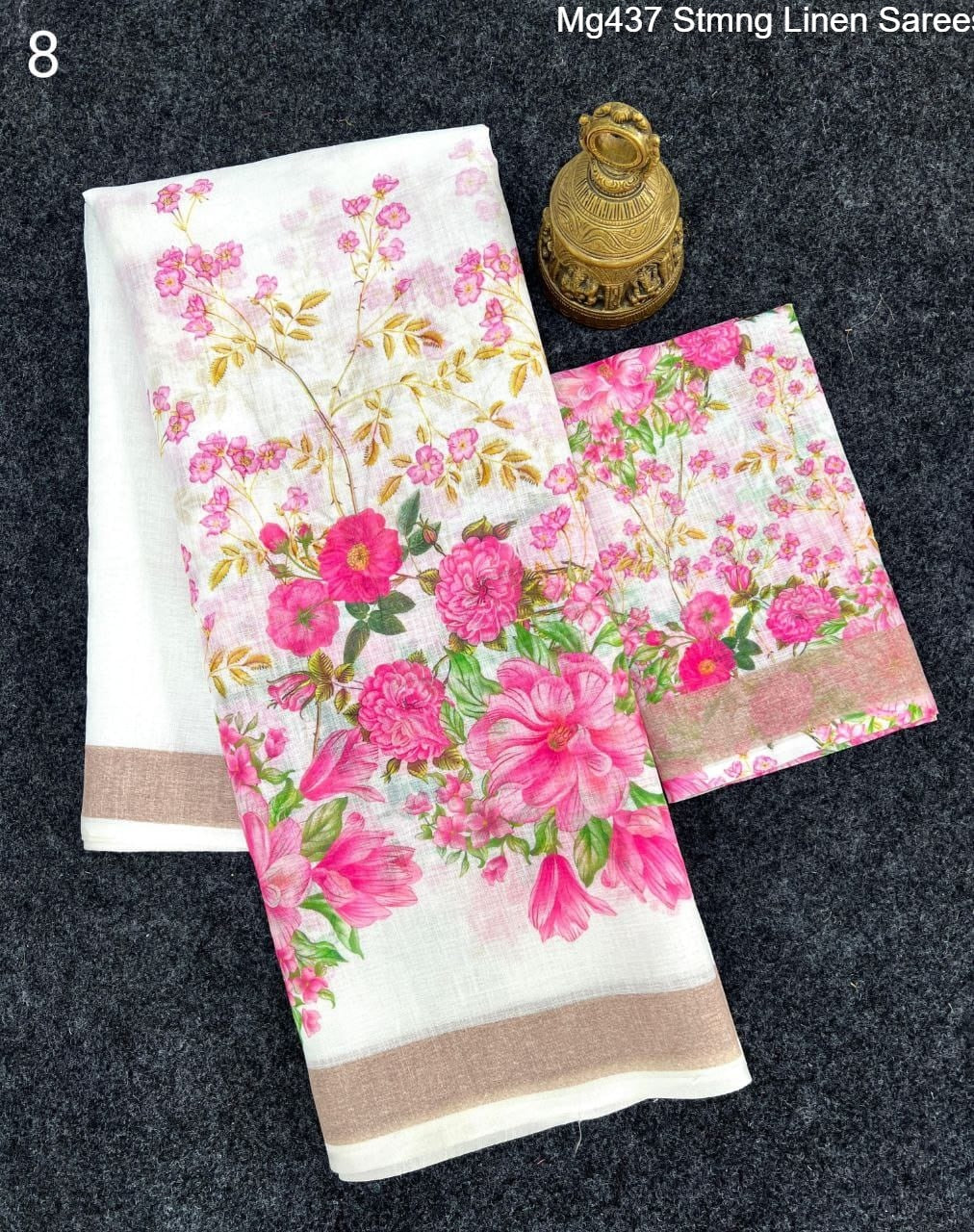 Mg437 Stmng Linen Sarees