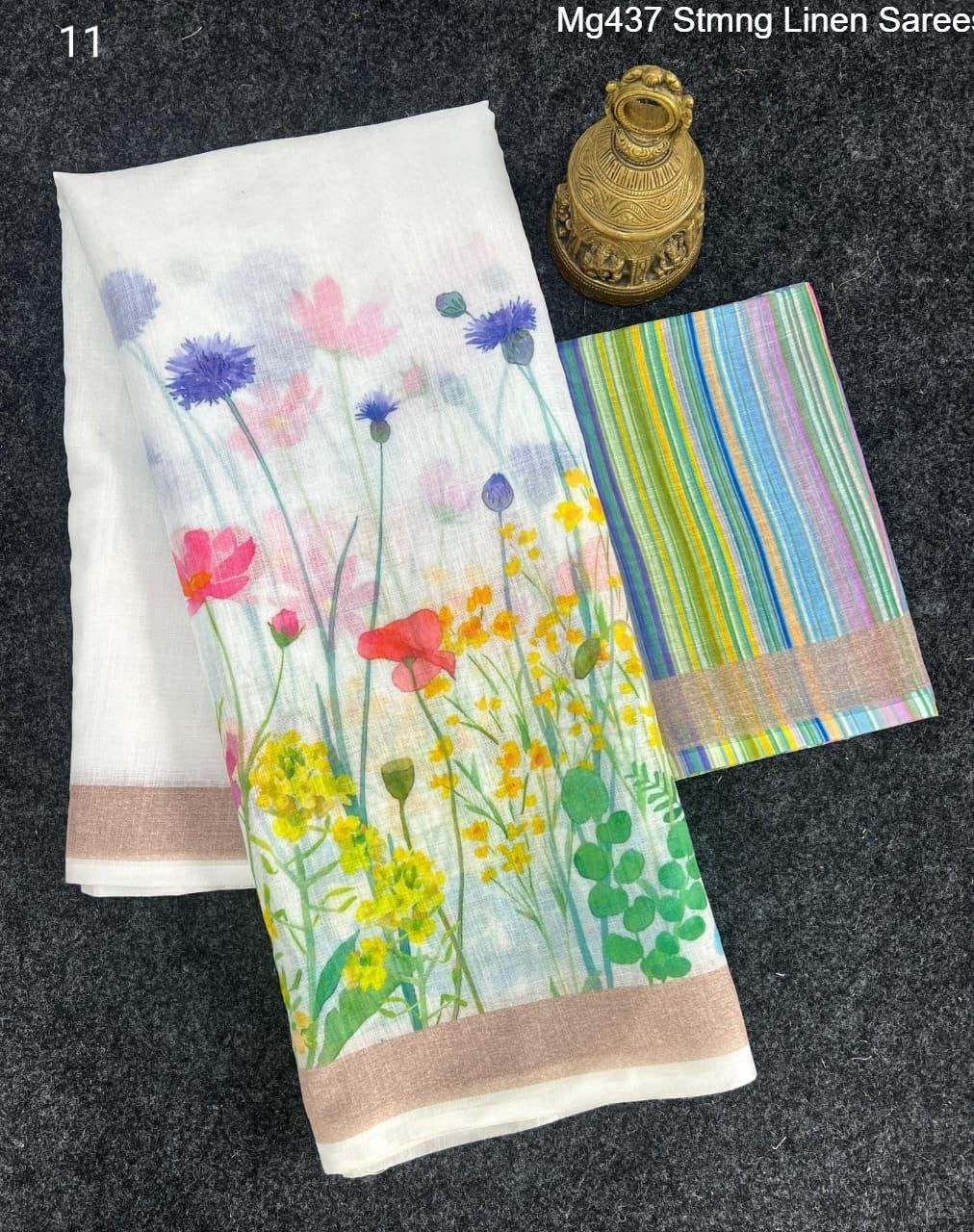 Mg437 Stmng Linen Sarees