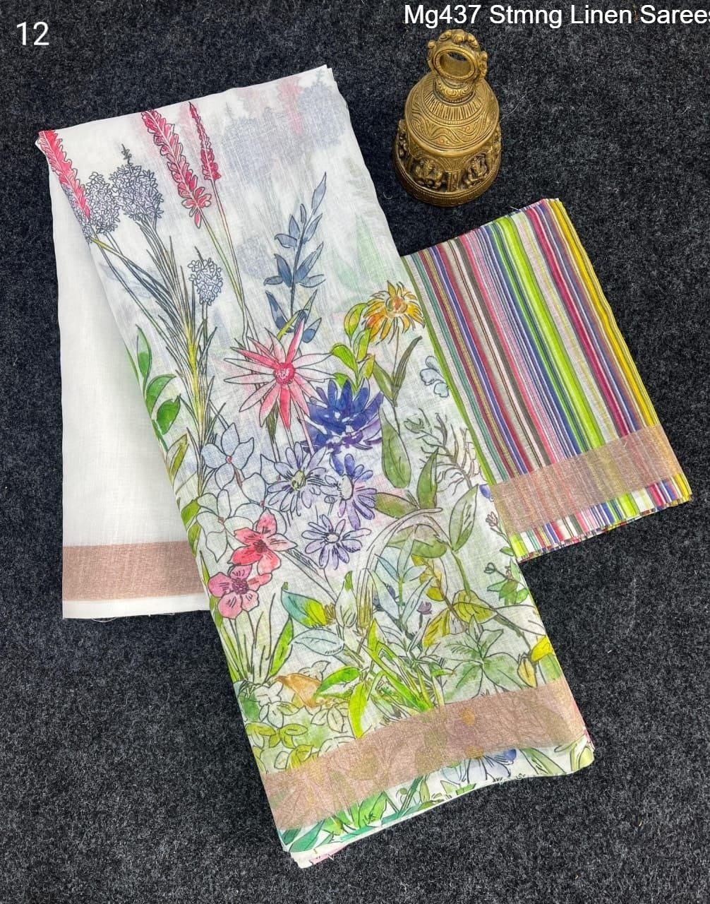 Mg437 Stmng Linen Sarees