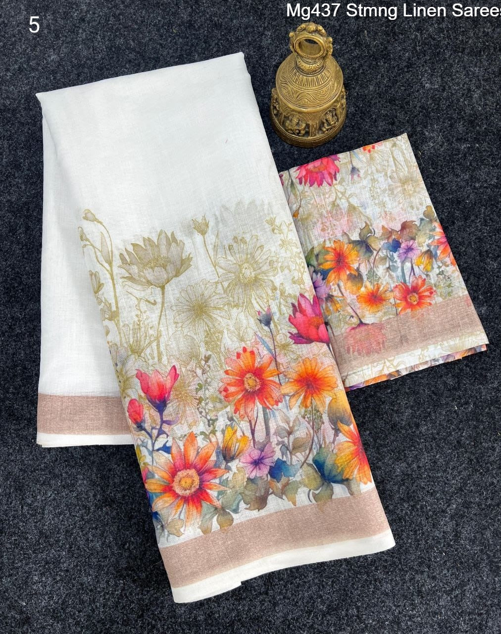 Mg437 Stmng Linen Sarees