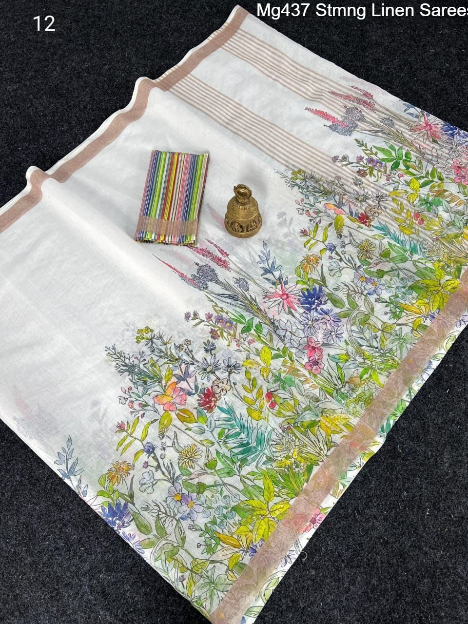 Mg437 Stmng Linen Sarees