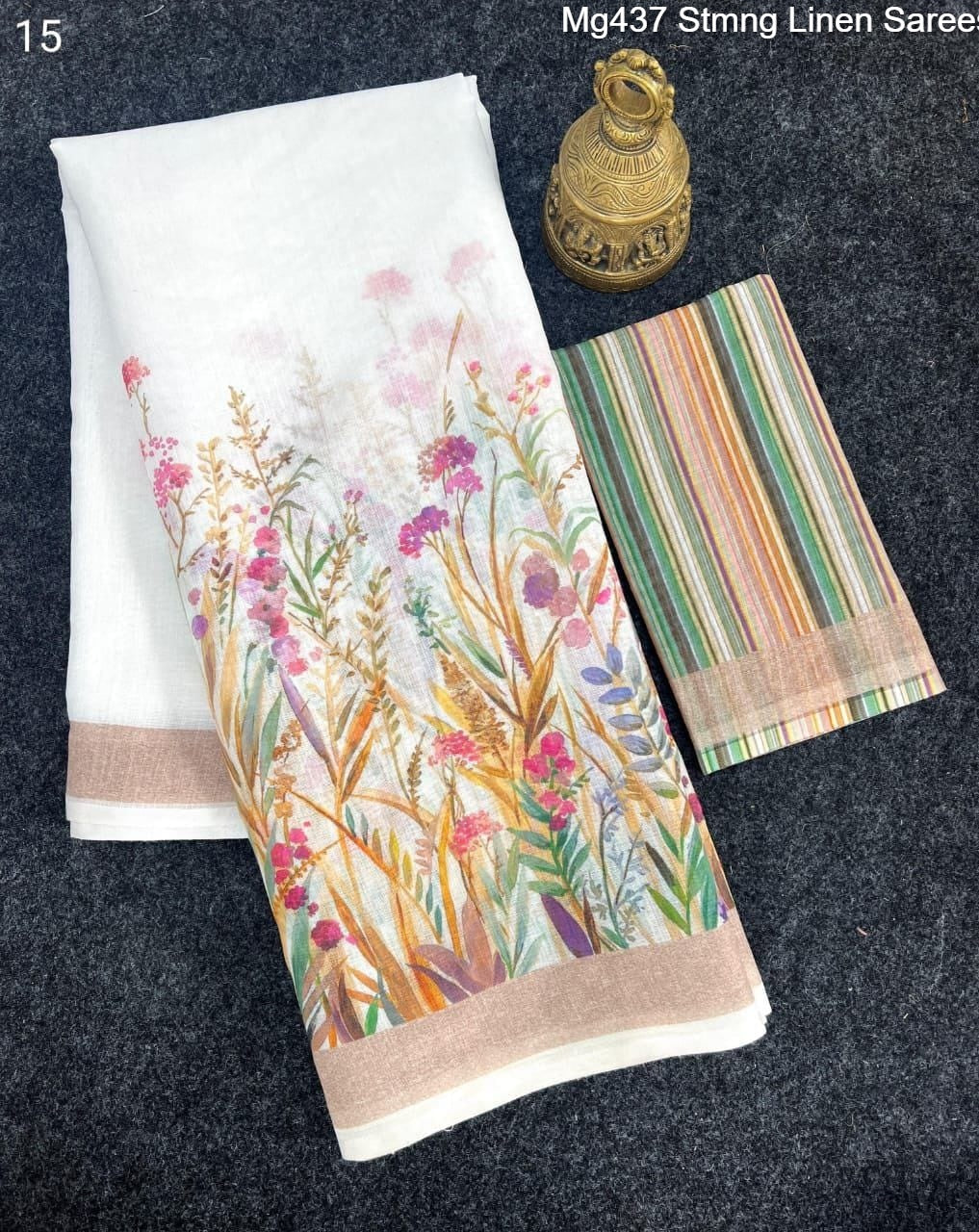 Mg437 Stmng Linen Sarees