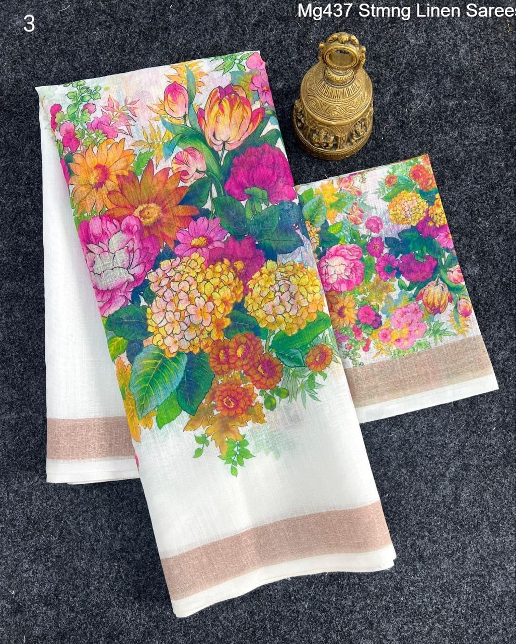 Mg437 Stmng Linen Sarees