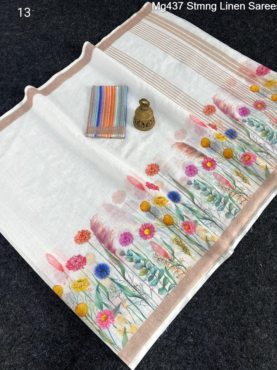 Mg437 Stmng Linen Sarees