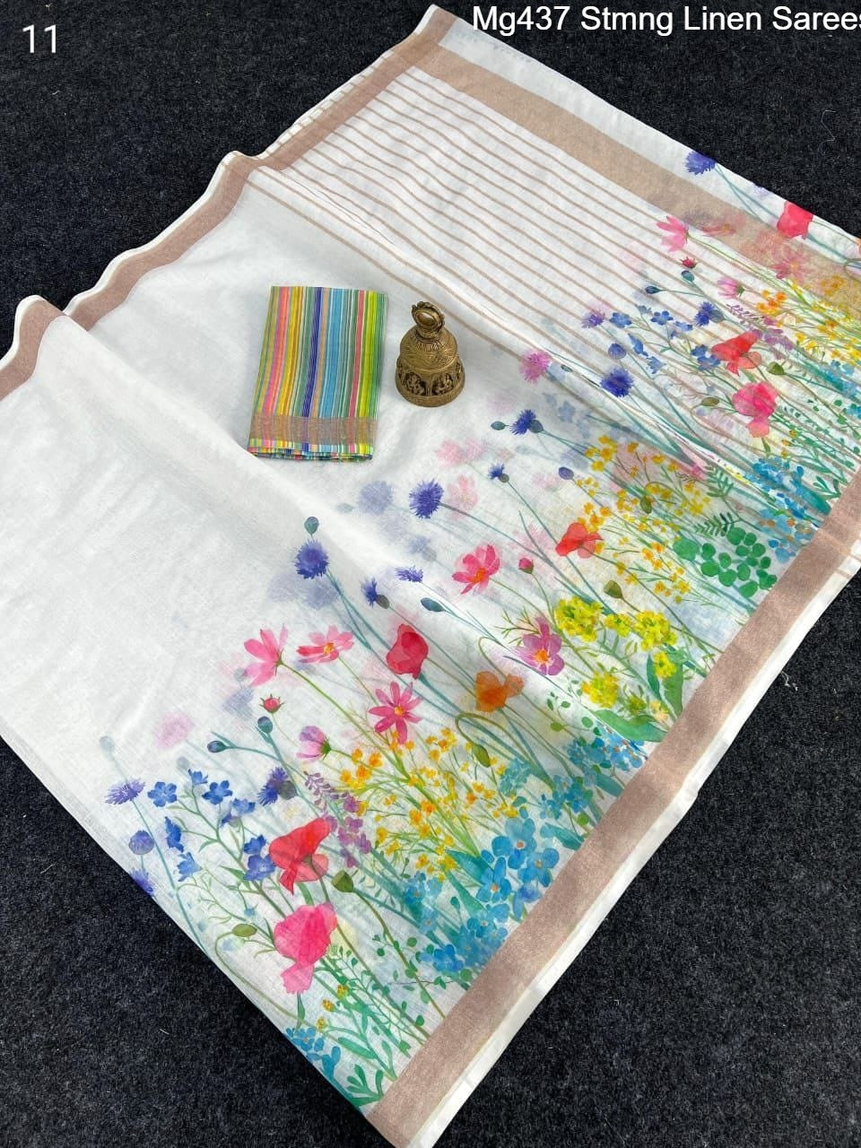 Mg437 Stmng Linen Sarees