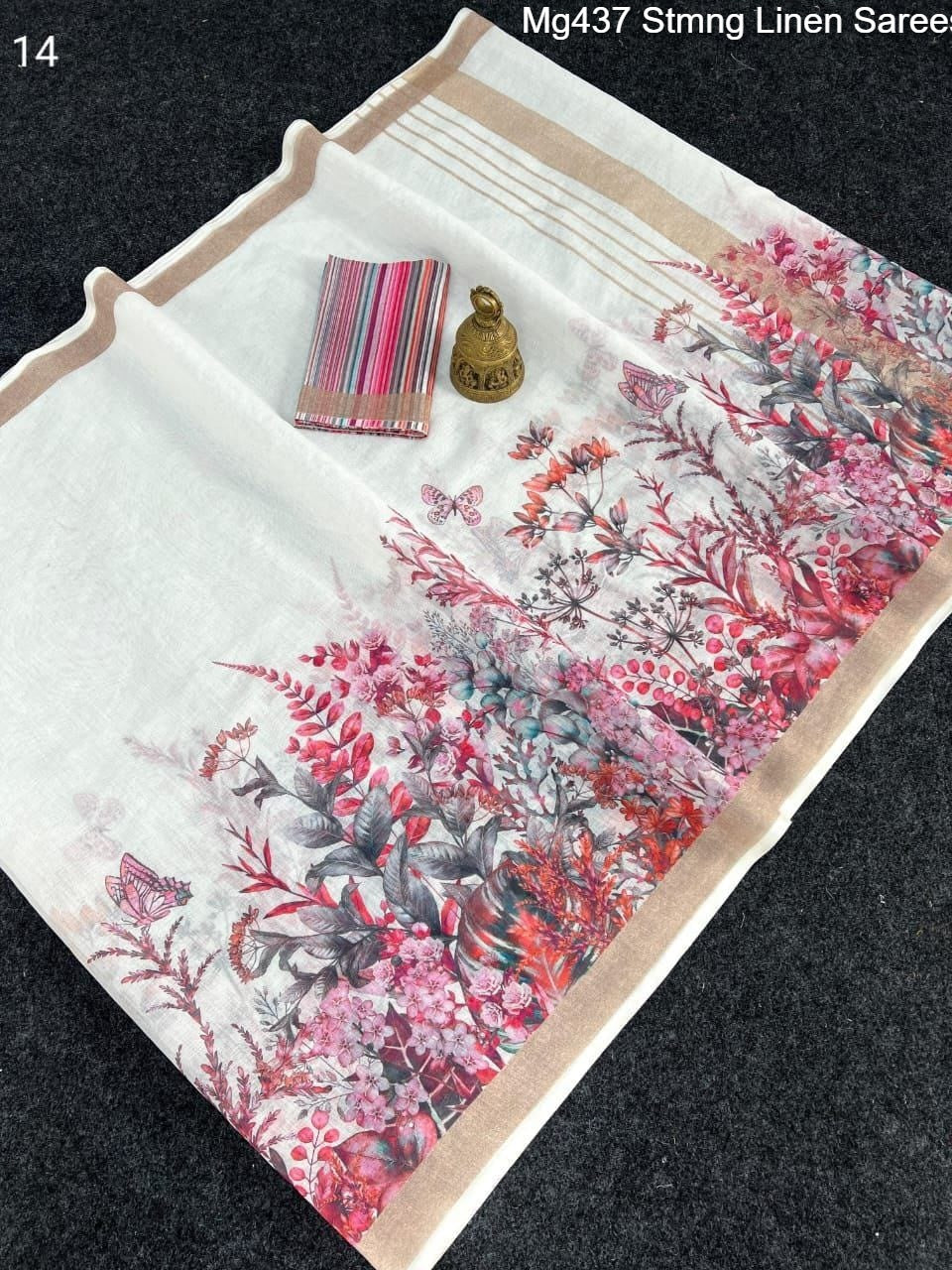 Mg437 Stmng Linen Sarees