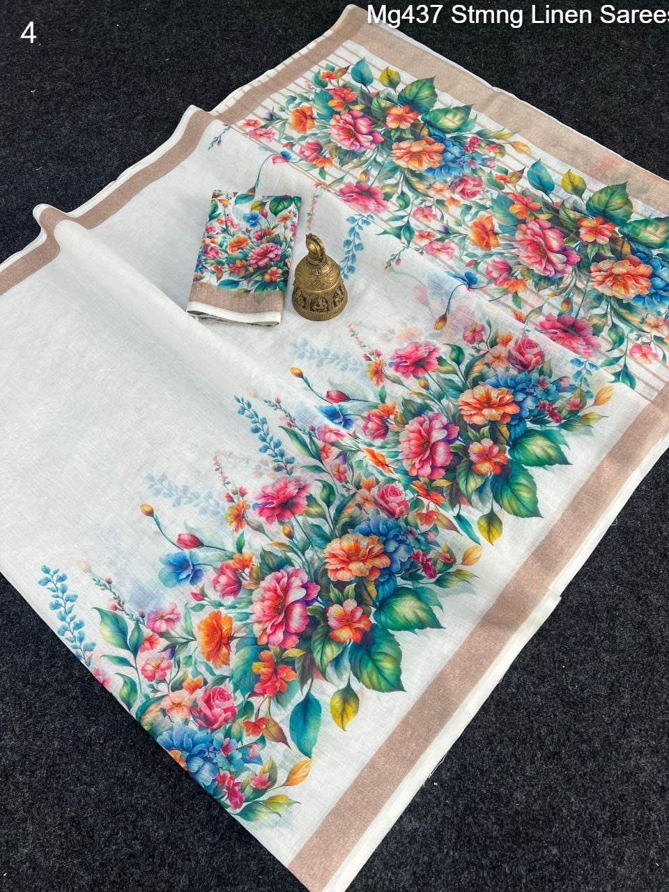 Mg437 Stmng Linen Sarees