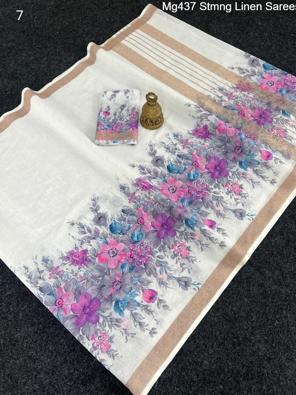 Mg437 Stmng Linen Sarees