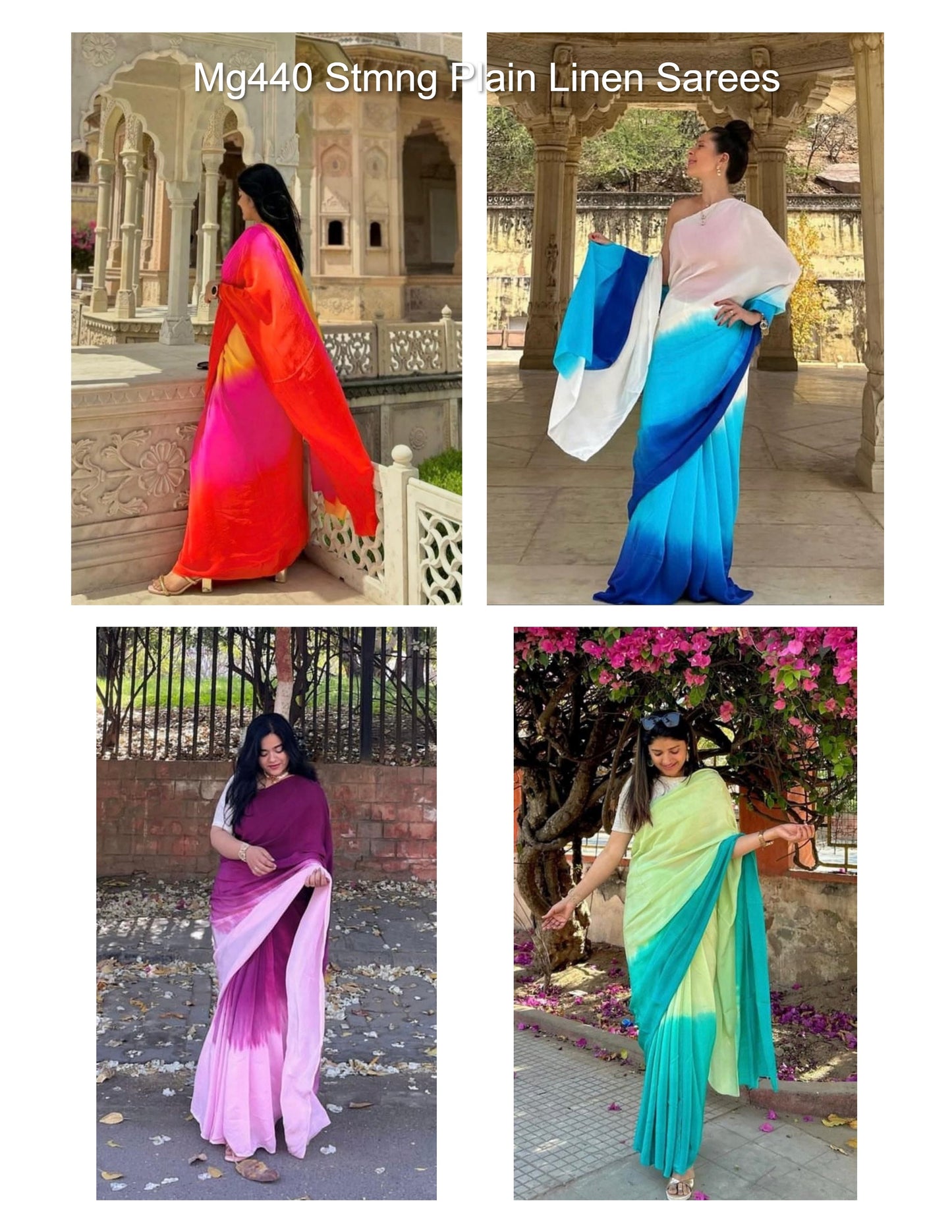Mg440 Stmng Plain Linen Sarees