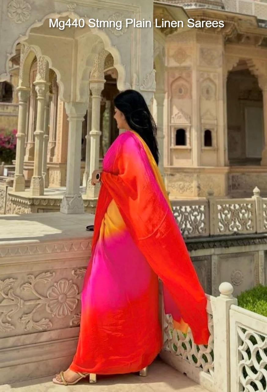 Mg440 Stmng Plain Linen Sarees