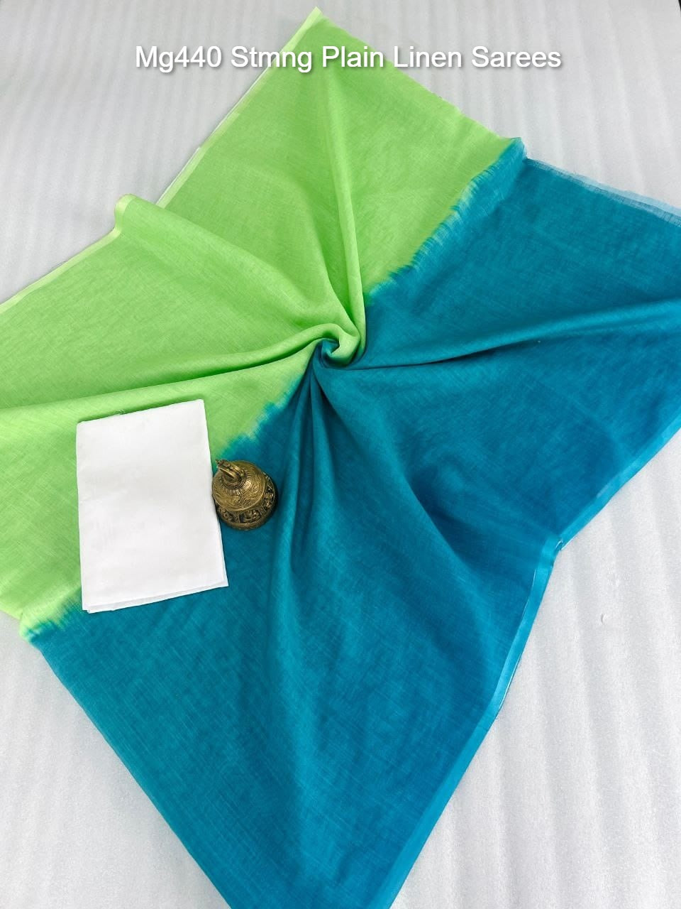 Mg440 Stmng Plain Linen Sarees