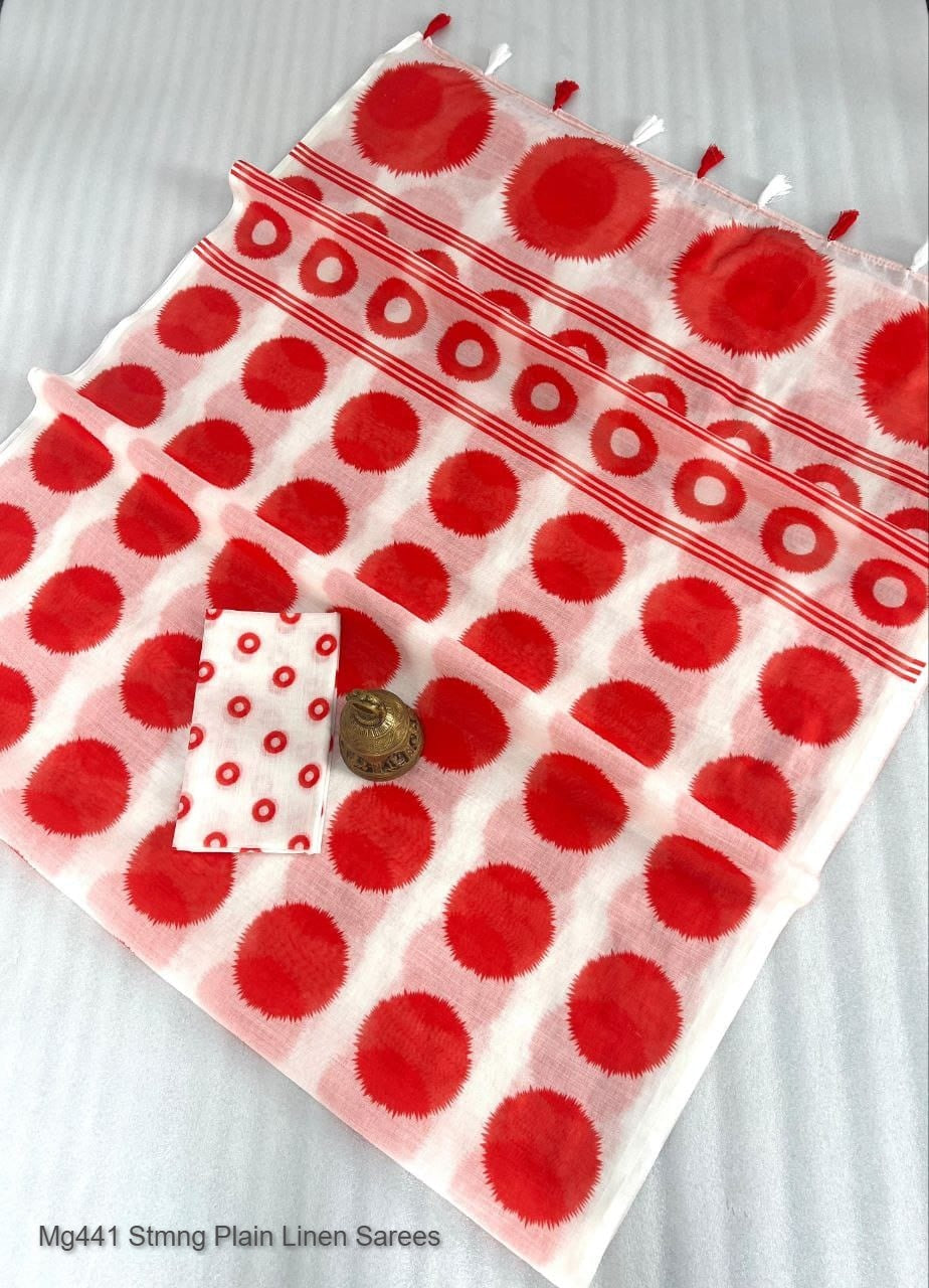 Mg441 Stmng Plain Linen Sarees