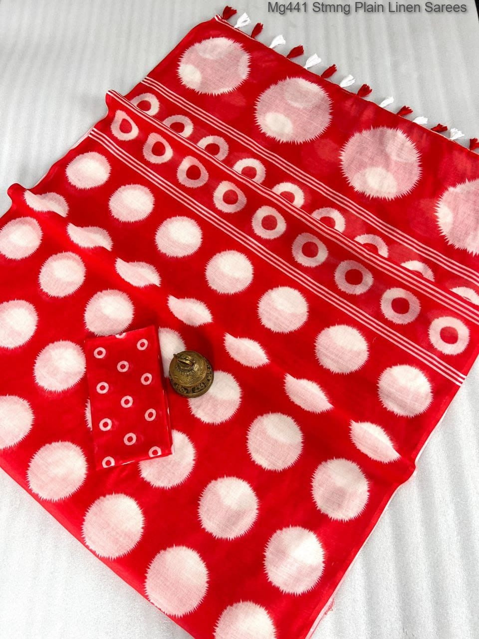 Mg441 Stmng Plain Linen Sarees