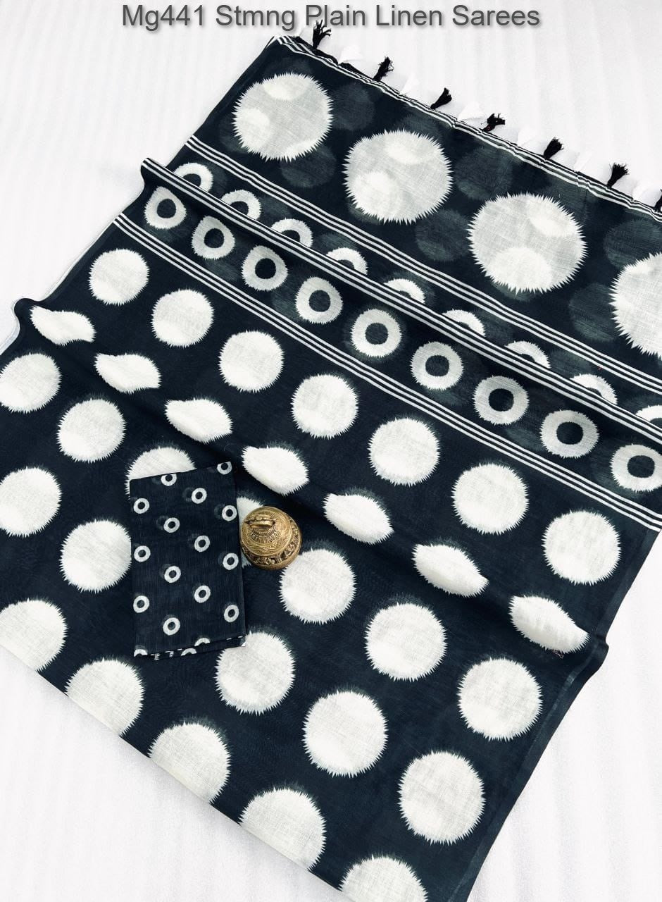 Mg441 Stmng Plain Linen Sarees