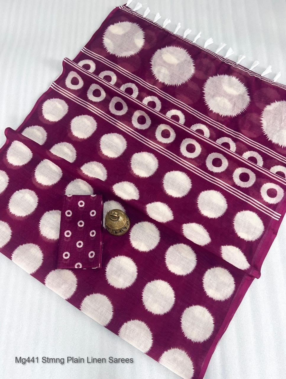 Mg441 Stmng Plain Linen Sarees