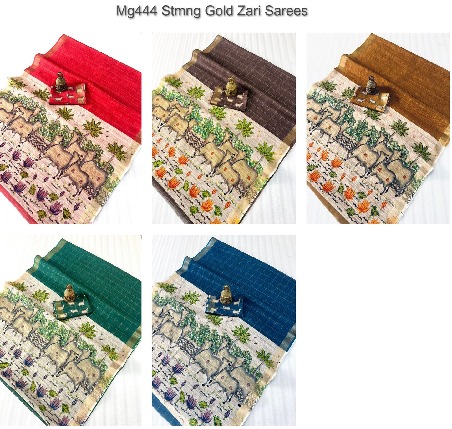 Mg444 Stmng Gold Zari Sarees