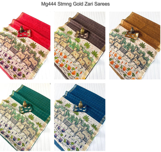 Mg444 Stmng Gold Zari Sarees