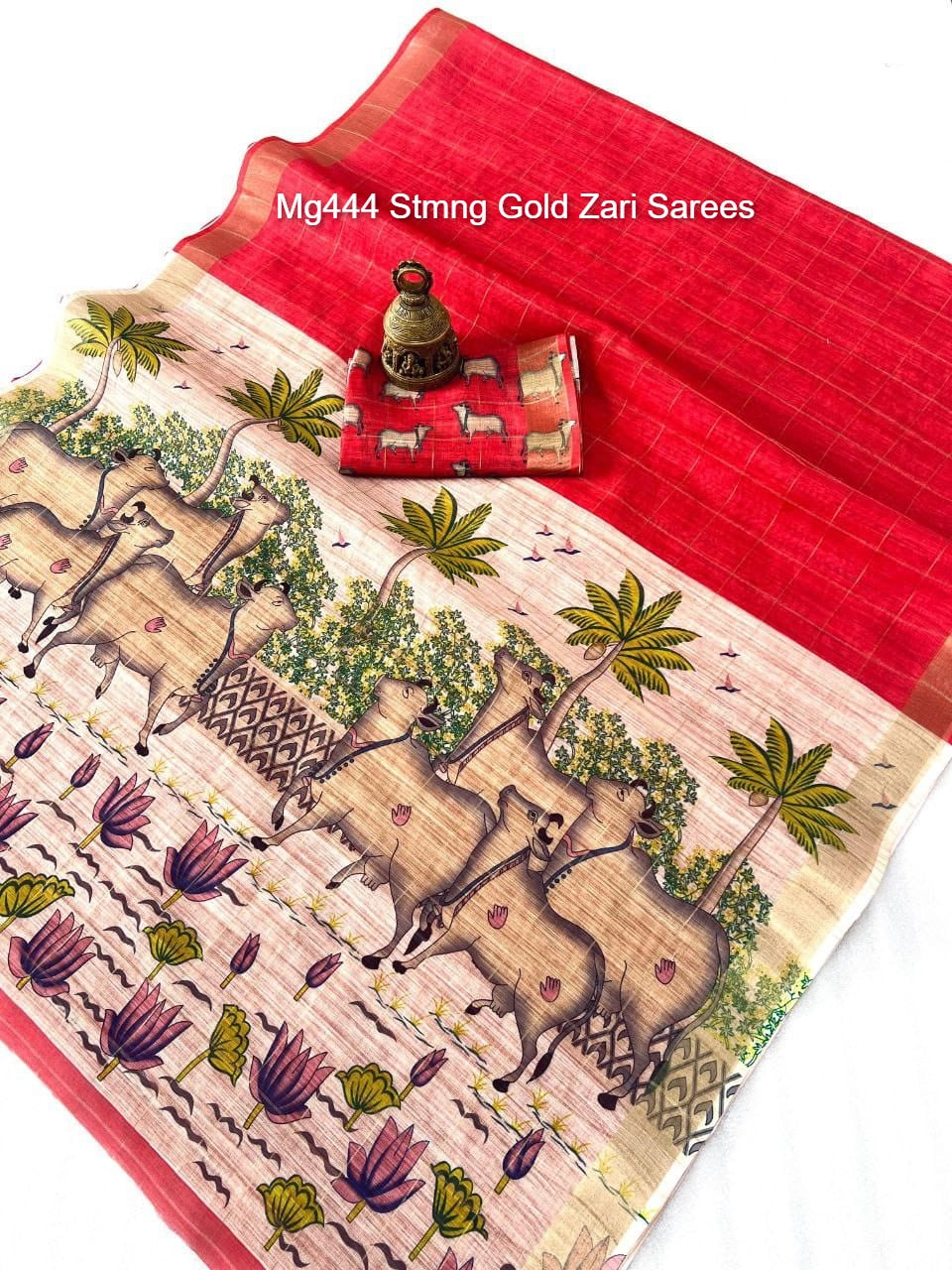 Mg444 Stmng Gold Zari Sarees