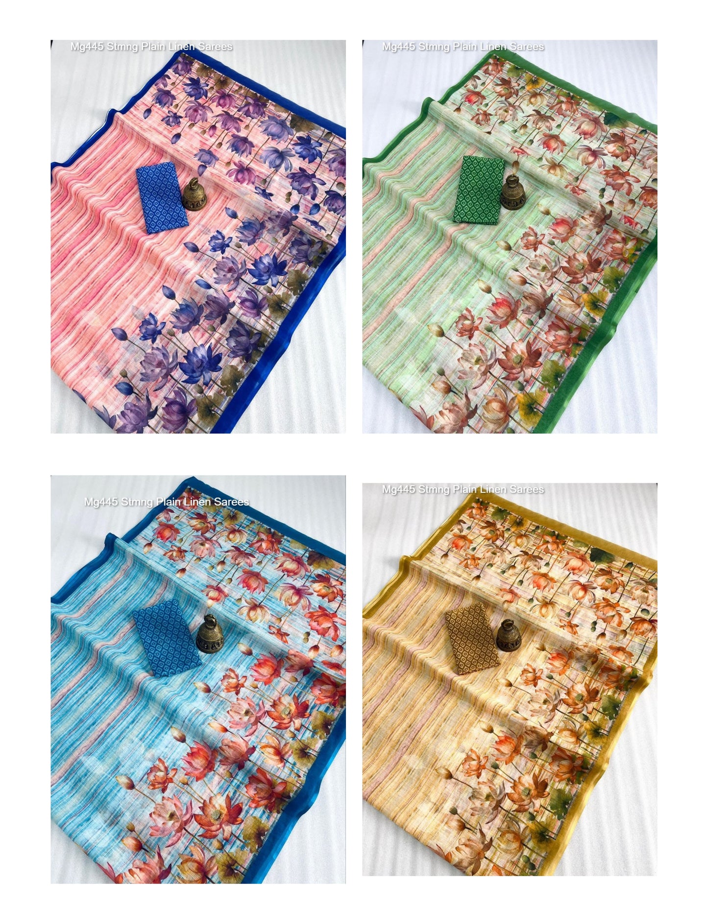 Mg445 Stmng Plain Linen Sarees