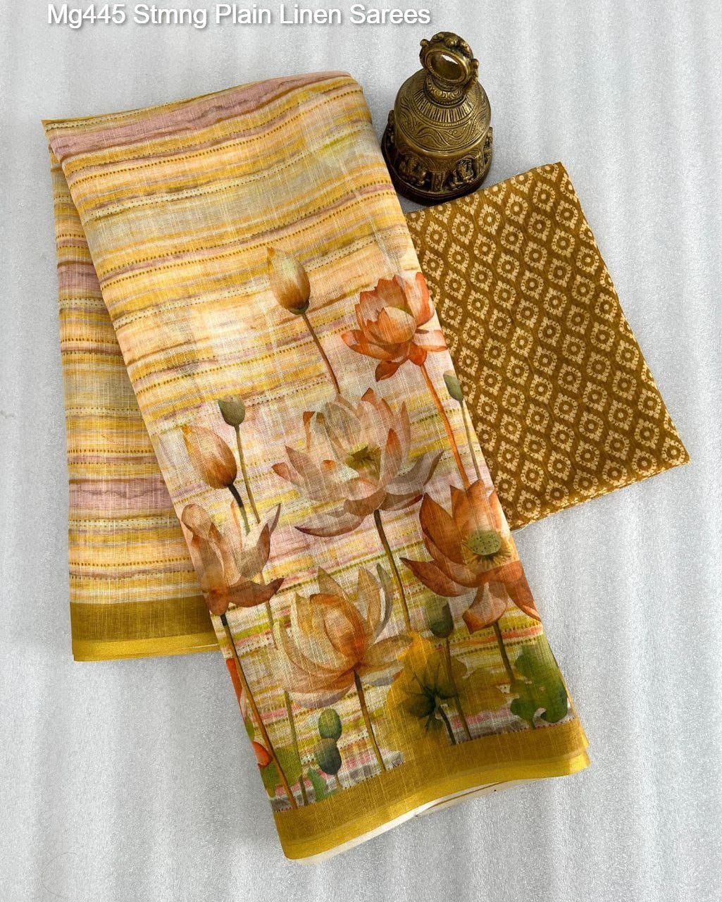 Mg445 Stmng Plain Linen Sarees