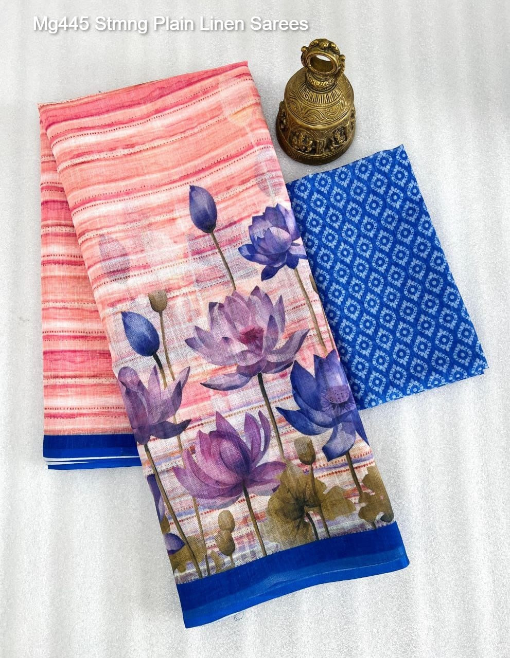 Mg445 Stmng Plain Linen Sarees