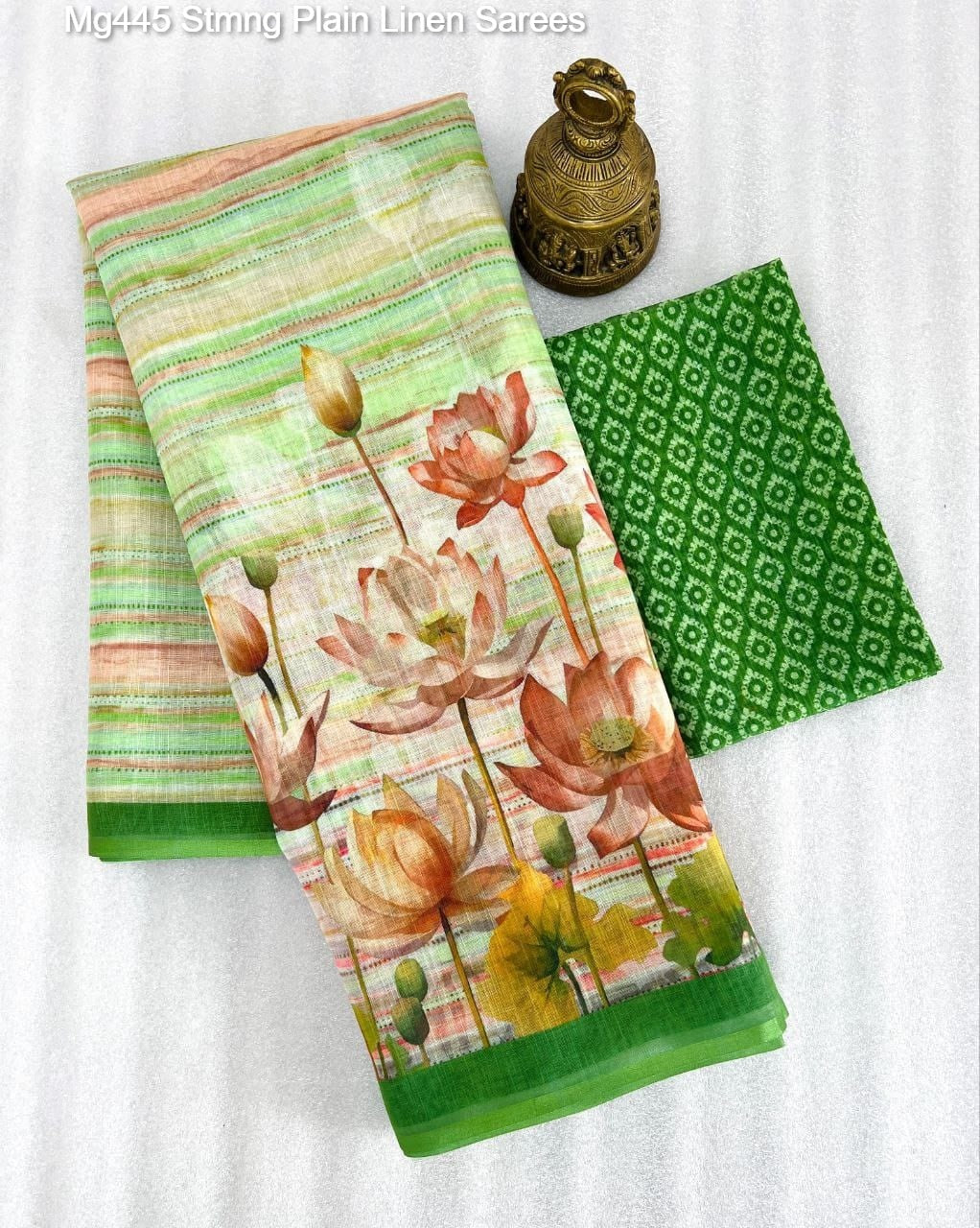 Mg445 Stmng Plain Linen Sarees
