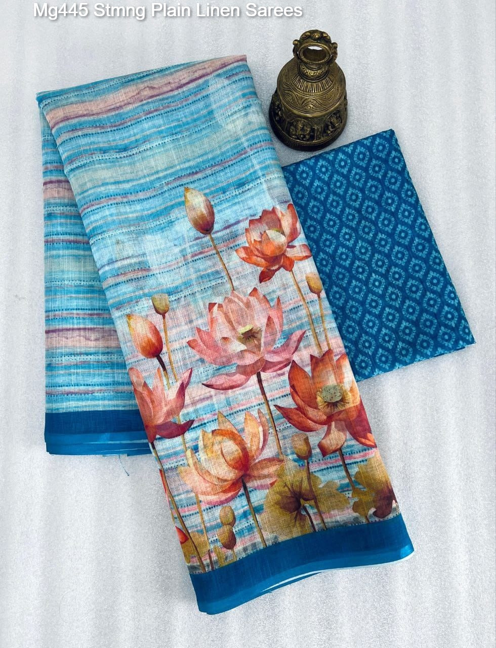 Mg445 Stmng Plain Linen Sarees