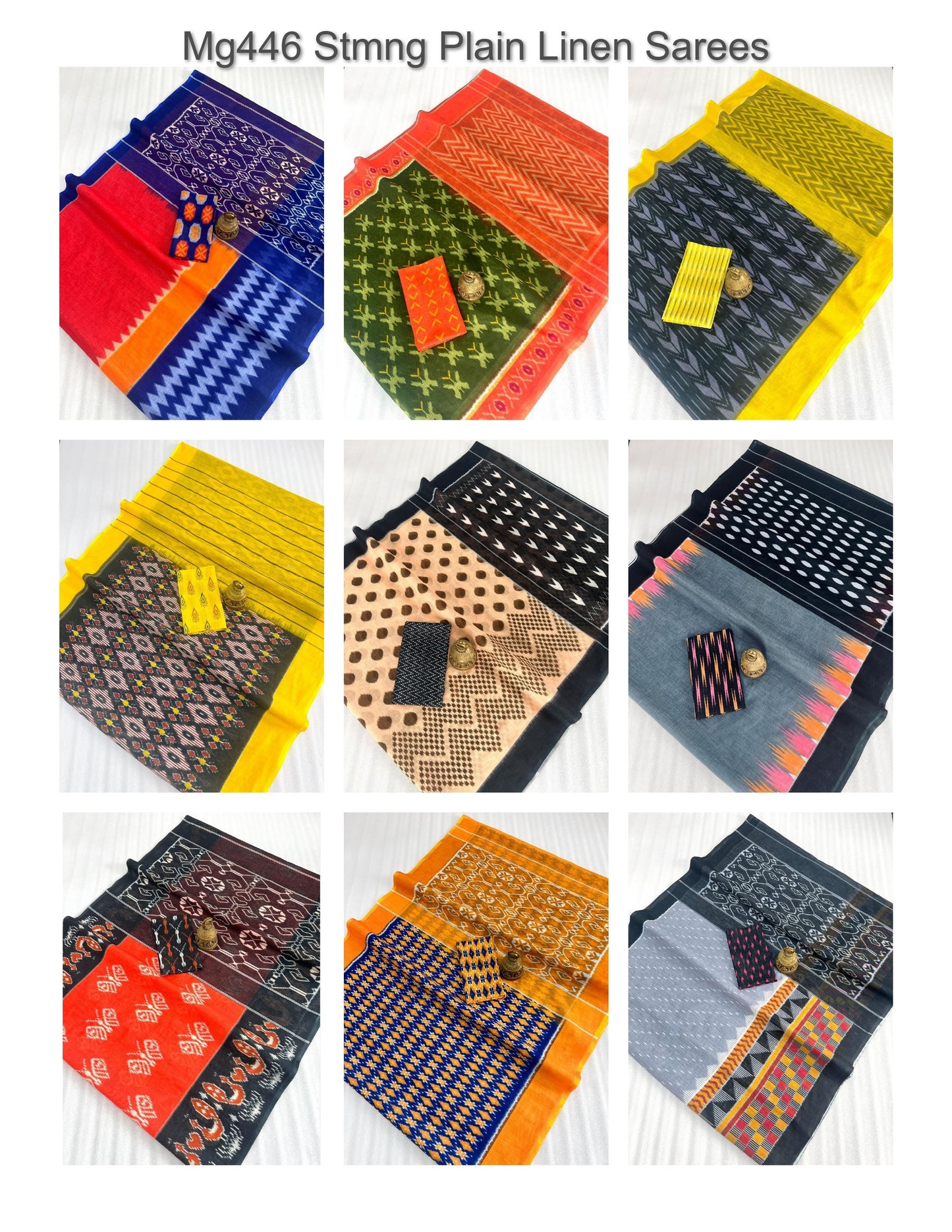 Mg446 Stmng Plain Linen Sarees