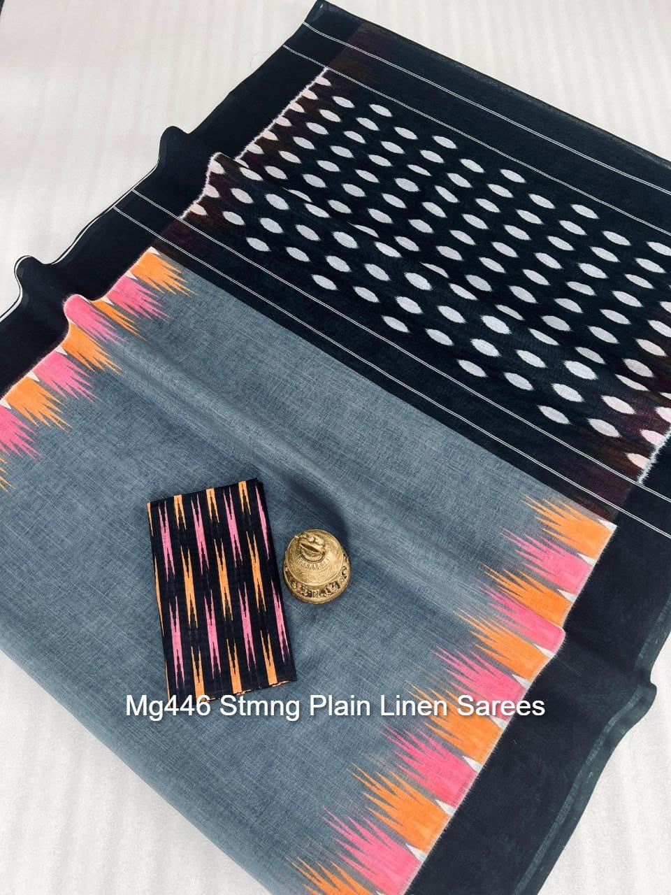 Mg446 Stmng Plain Linen Sarees