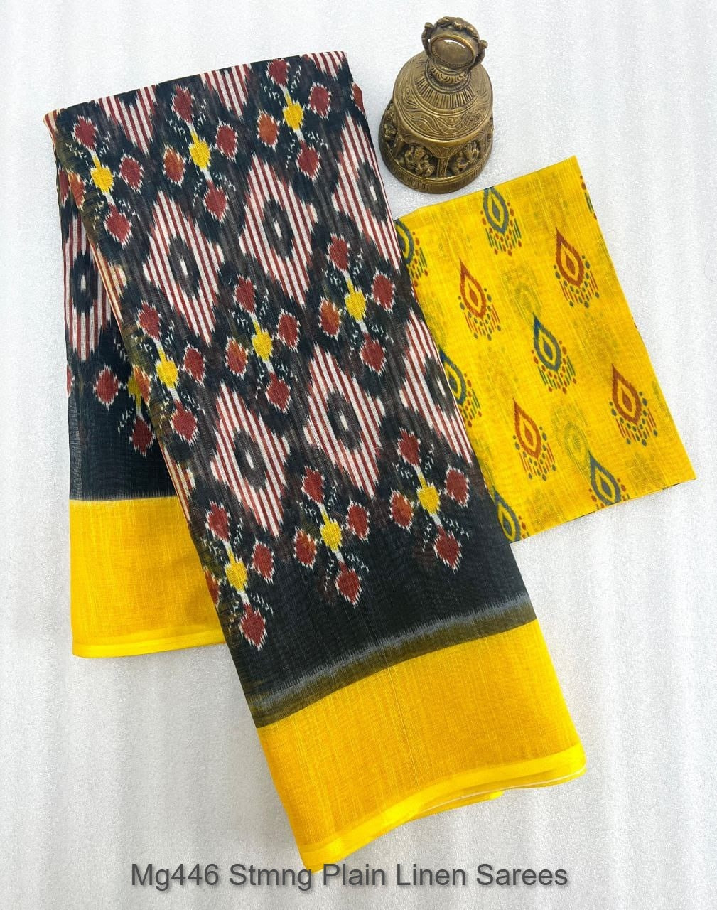 Mg446 Stmng Plain Linen Sarees
