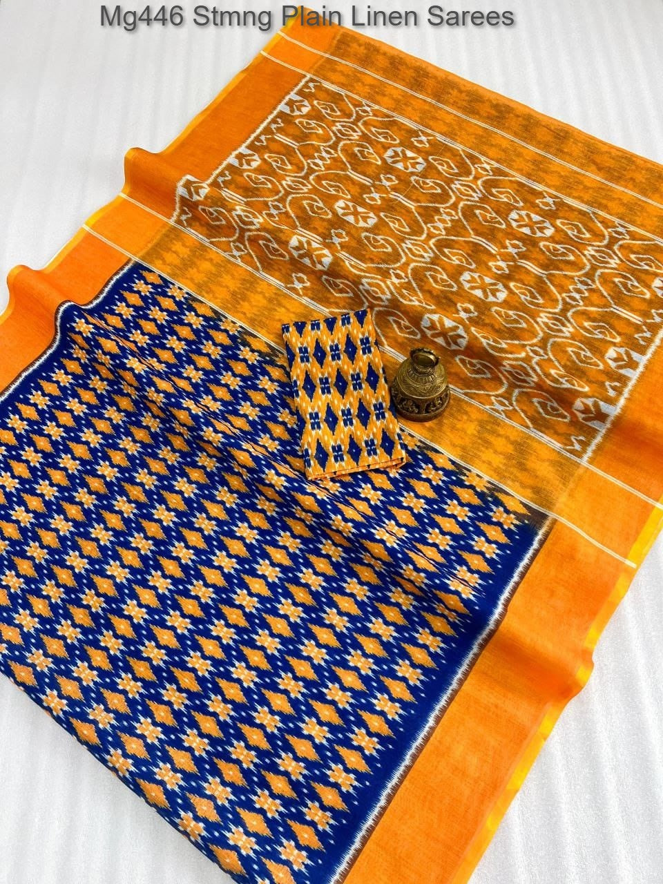 Mg446 Stmng Plain Linen Sarees