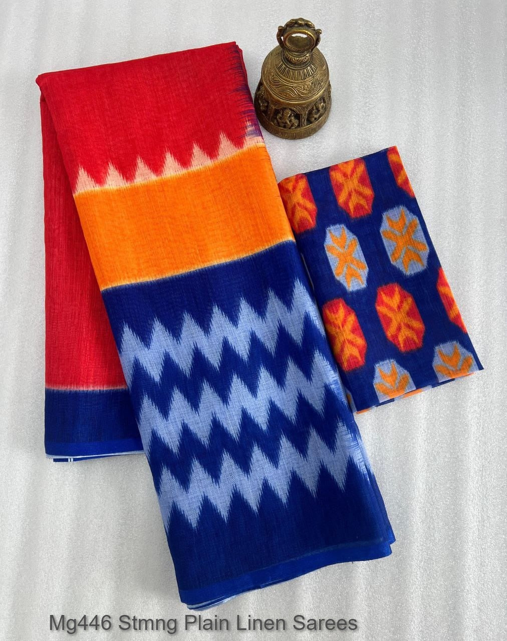 Mg446 Stmng Plain Linen Sarees