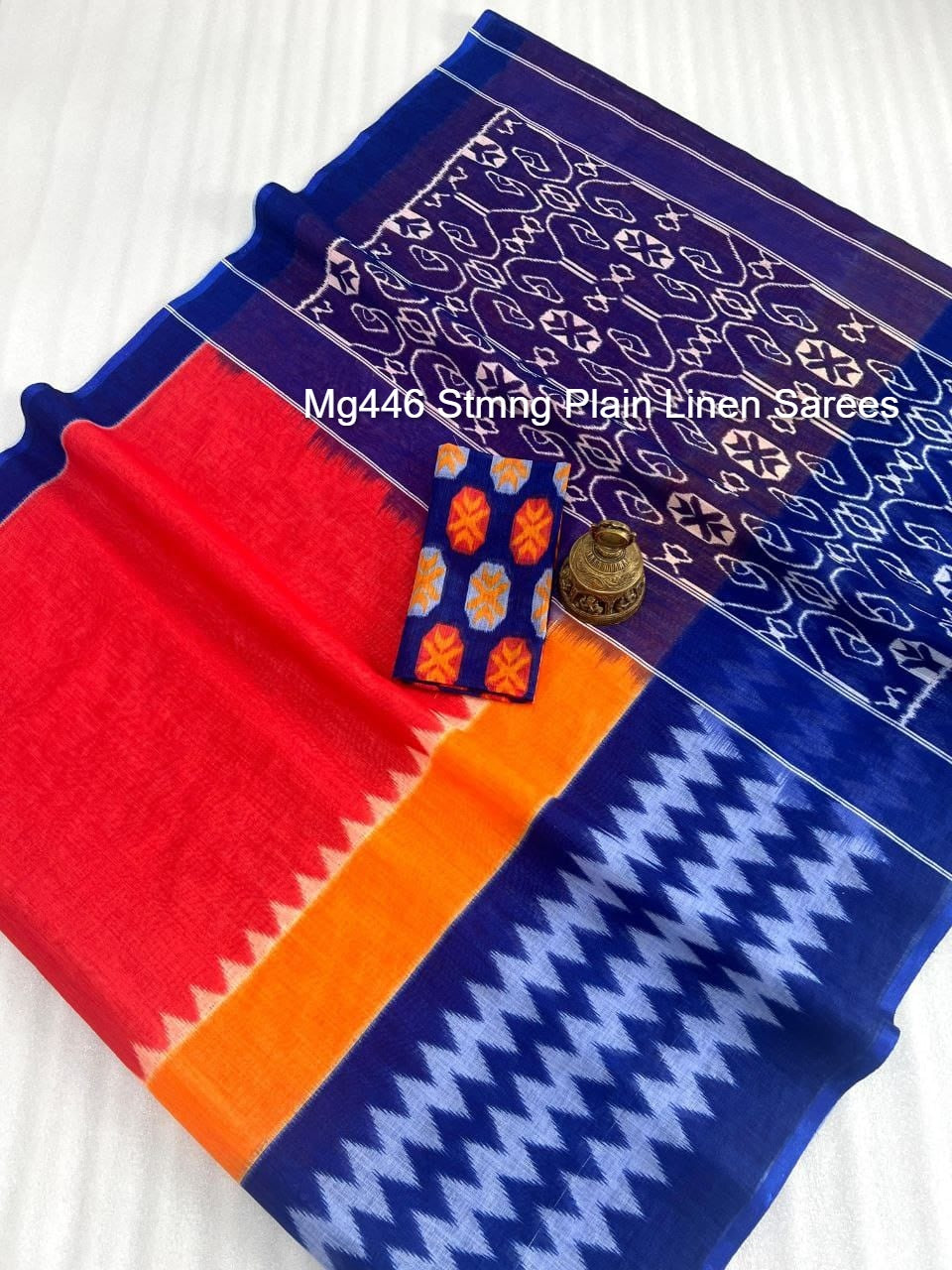 Mg446 Stmng Plain Linen Sarees