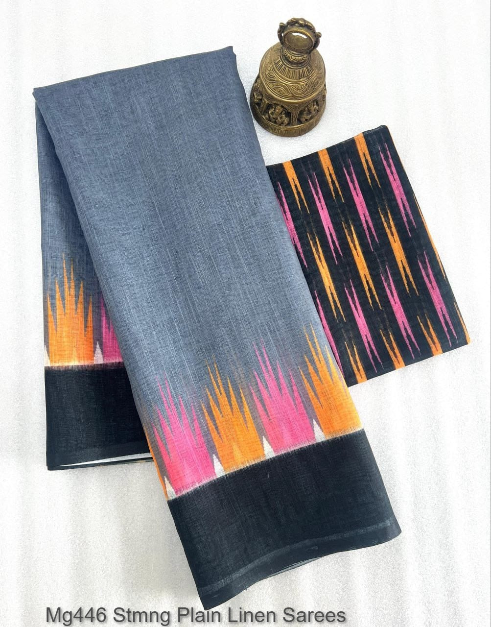 Mg446 Stmng Plain Linen Sarees