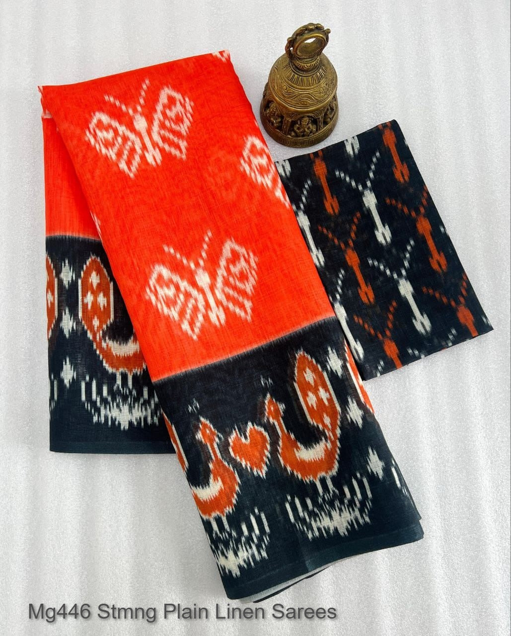 Mg446 Stmng Plain Linen Sarees