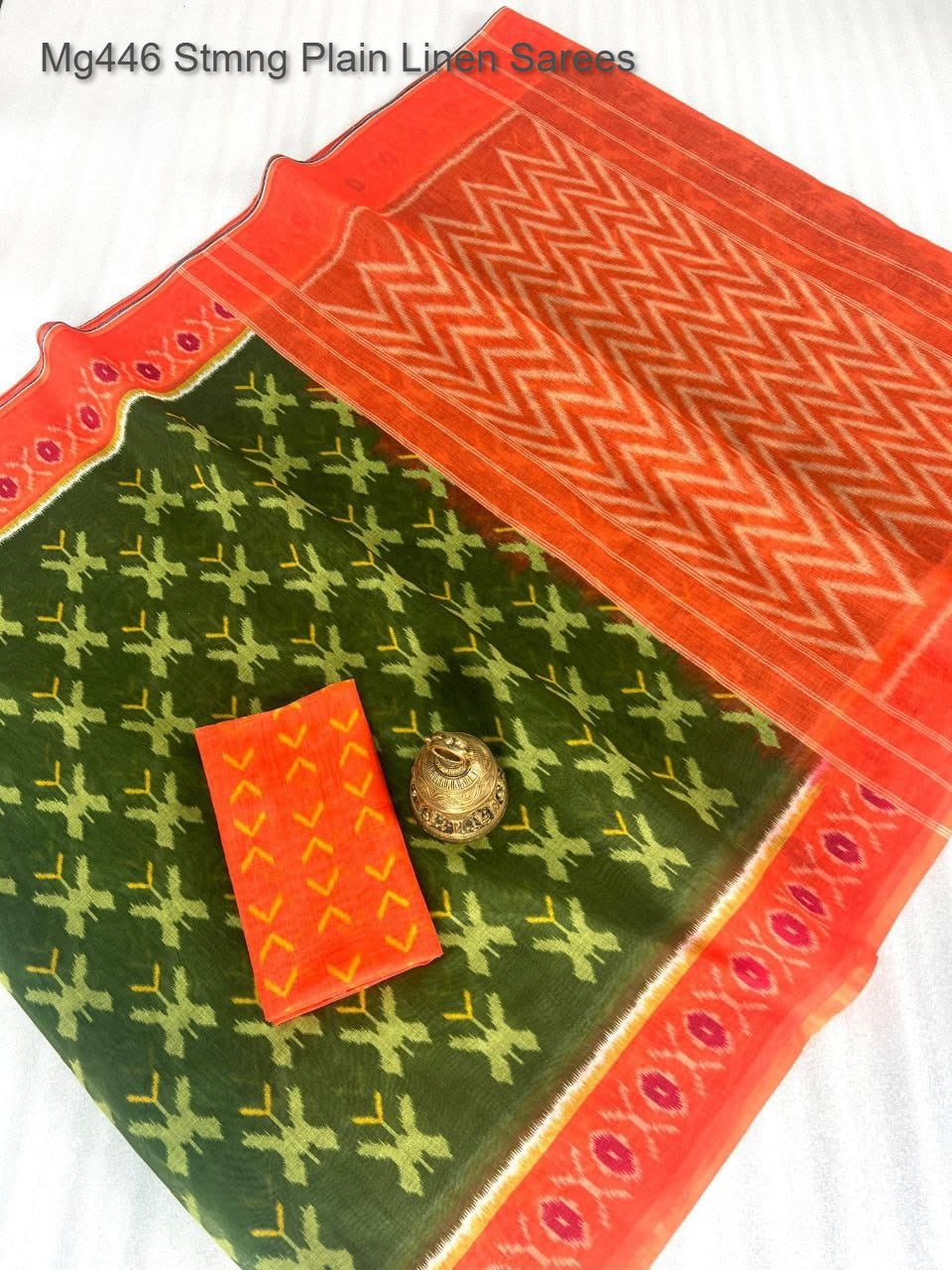 Mg446 Stmng Plain Linen Sarees