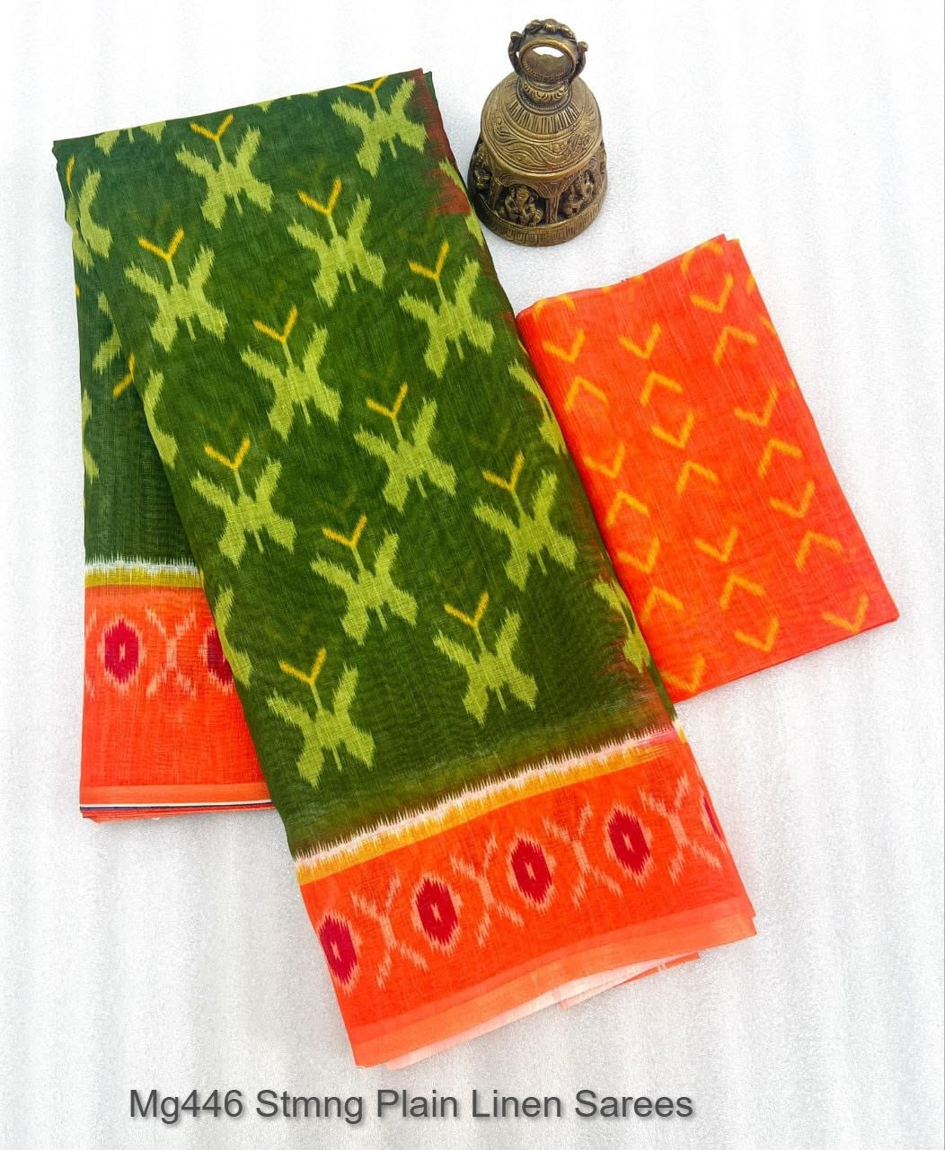 Mg446 Stmng Plain Linen Sarees