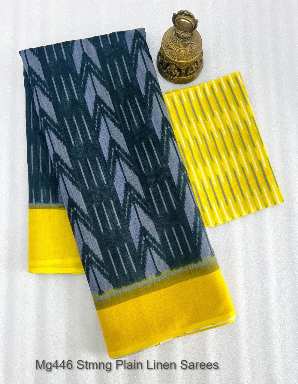 Mg446 Stmng Plain Linen Sarees