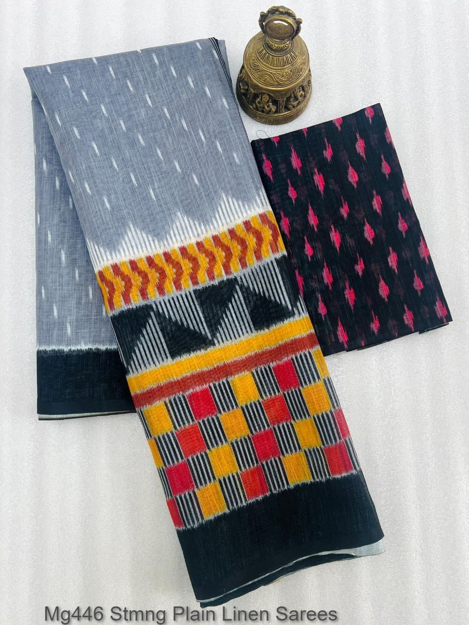 Mg446 Stmng Plain Linen Sarees