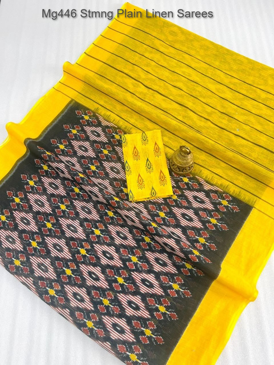 Mg446 Stmng Plain Linen Sarees