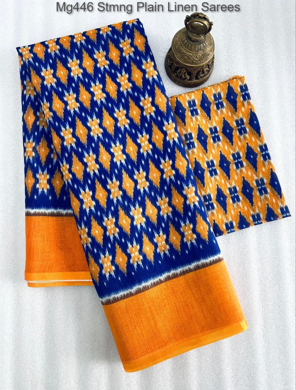 Mg446 Stmng Plain Linen Sarees