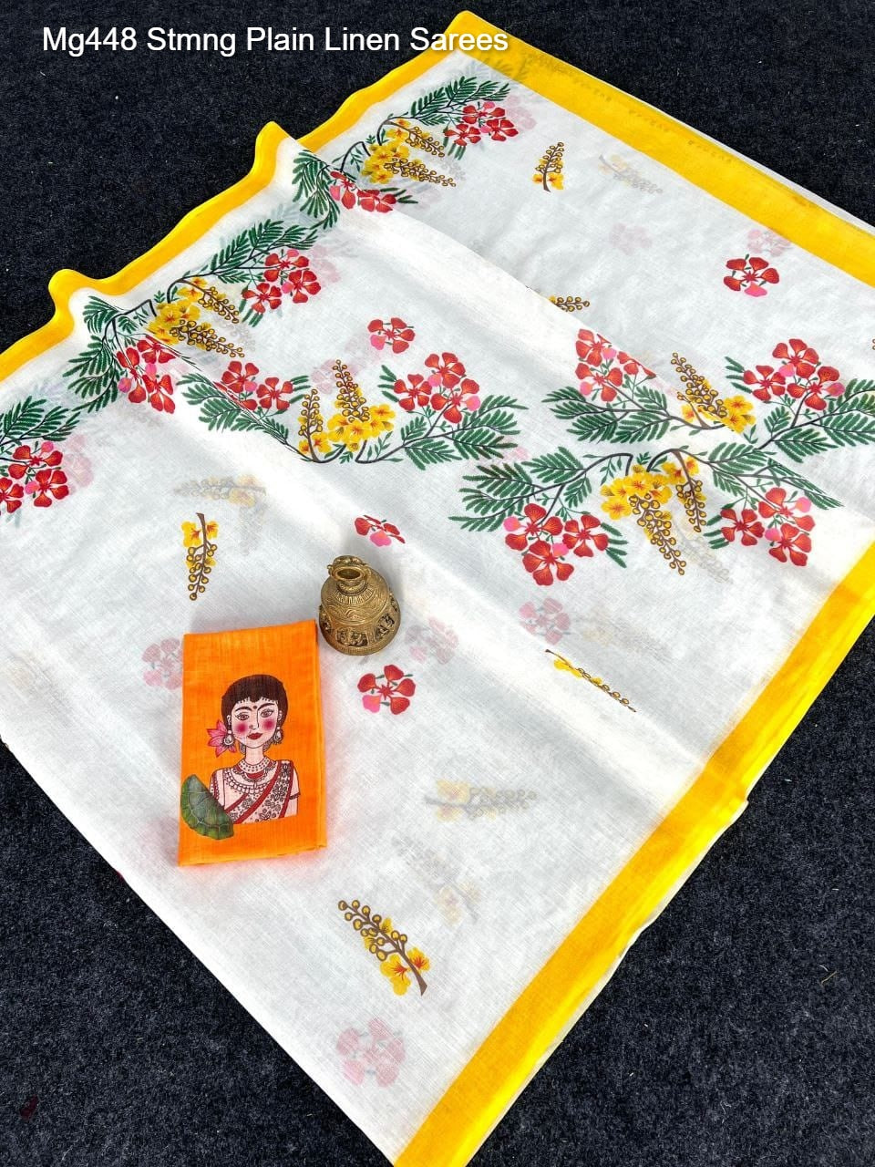 Mg448 Stmng Plain Linen Sarees