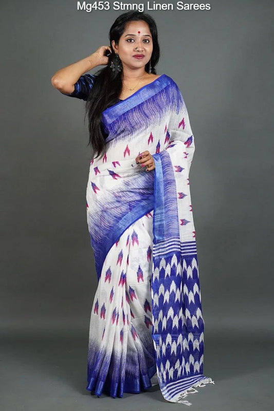 Mg453 Stmng Linen Sarees