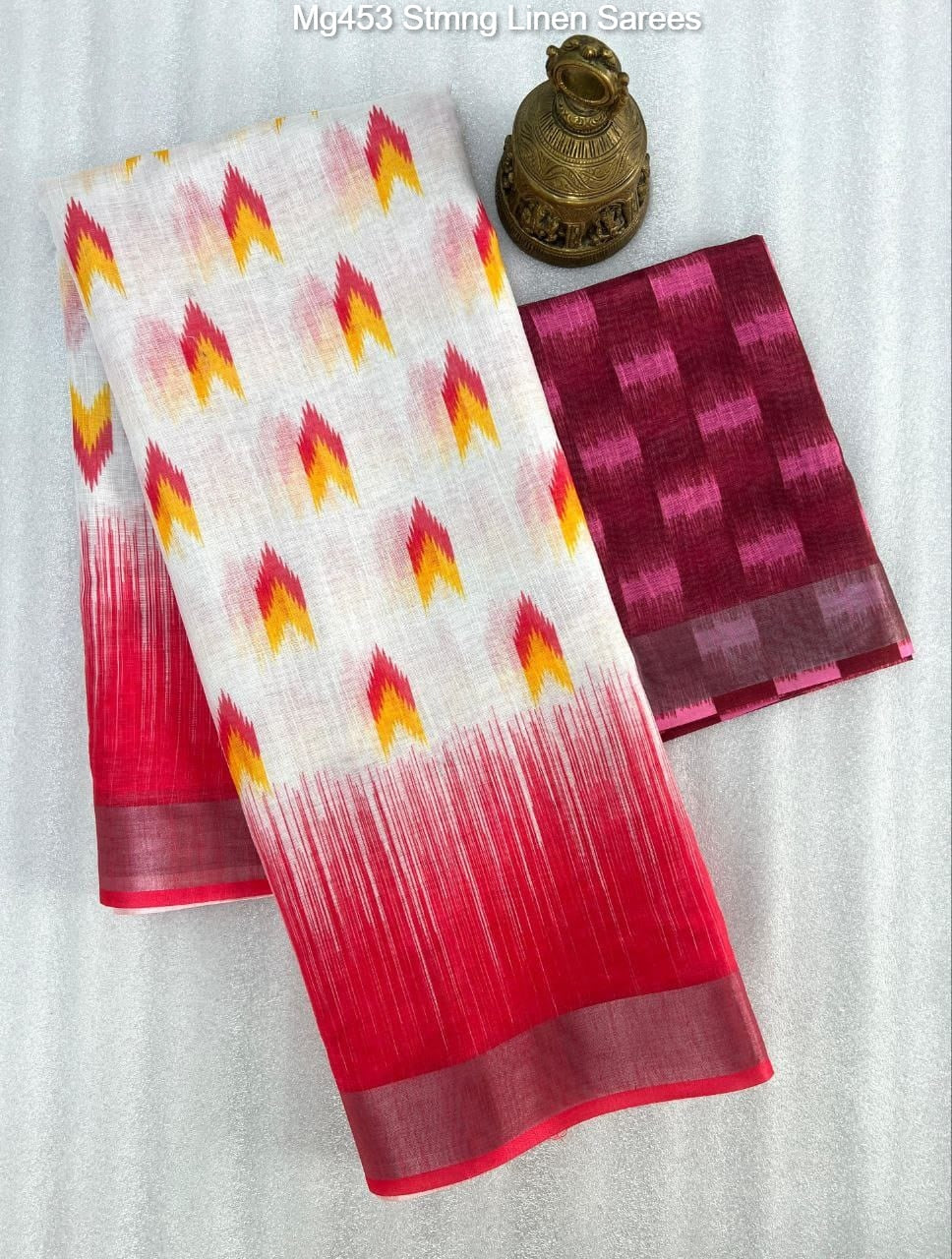 Mg453 Stmng Linen Sarees