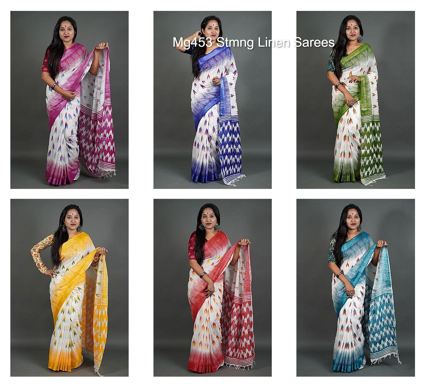 Mg453 Stmng Linen Sarees
