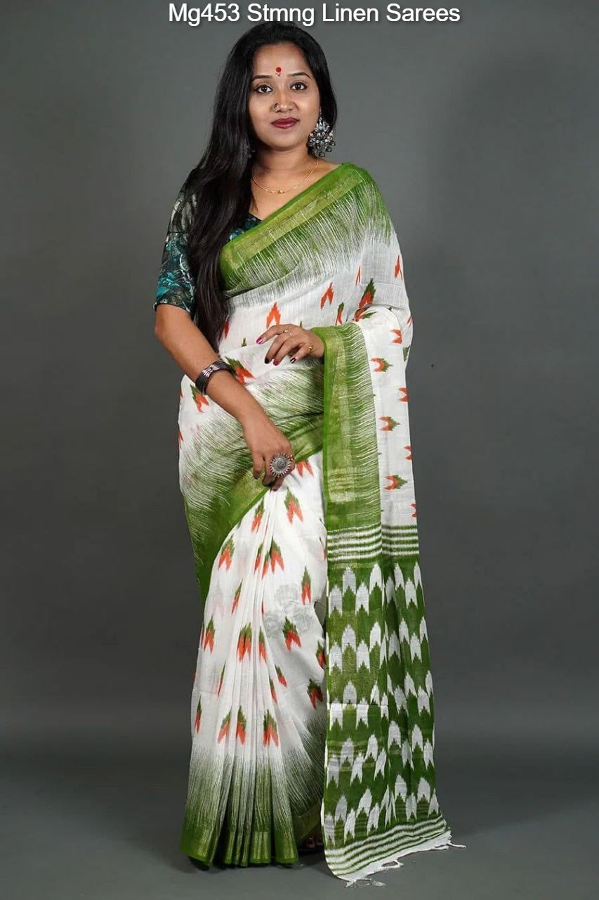 Mg453 Stmng Linen Sarees