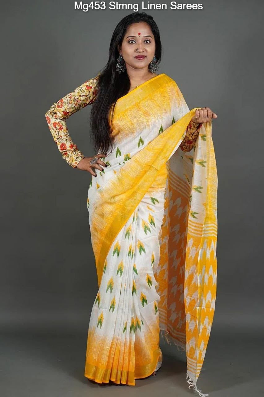 Mg453 Stmng Linen Sarees