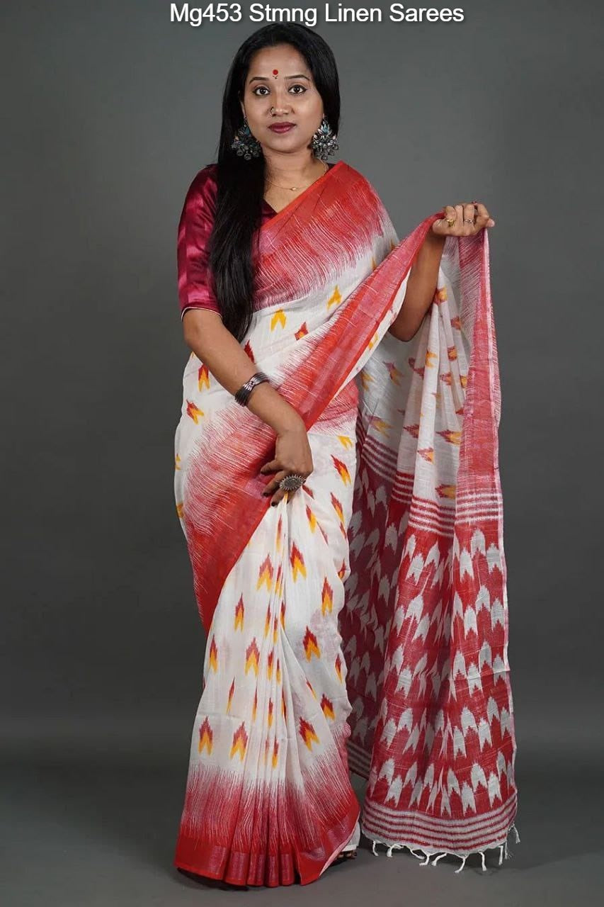 Mg453 Stmng Linen Sarees