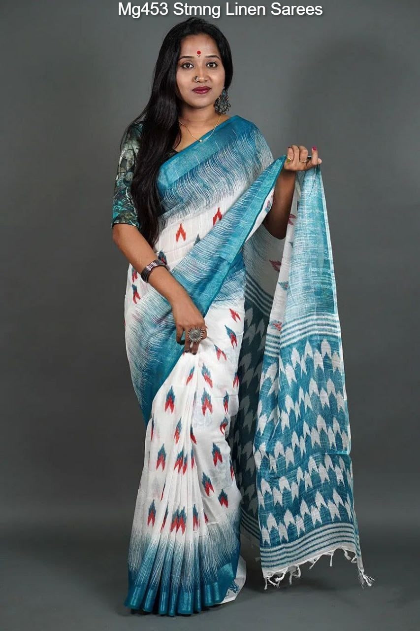 Mg453 Stmng Linen Sarees