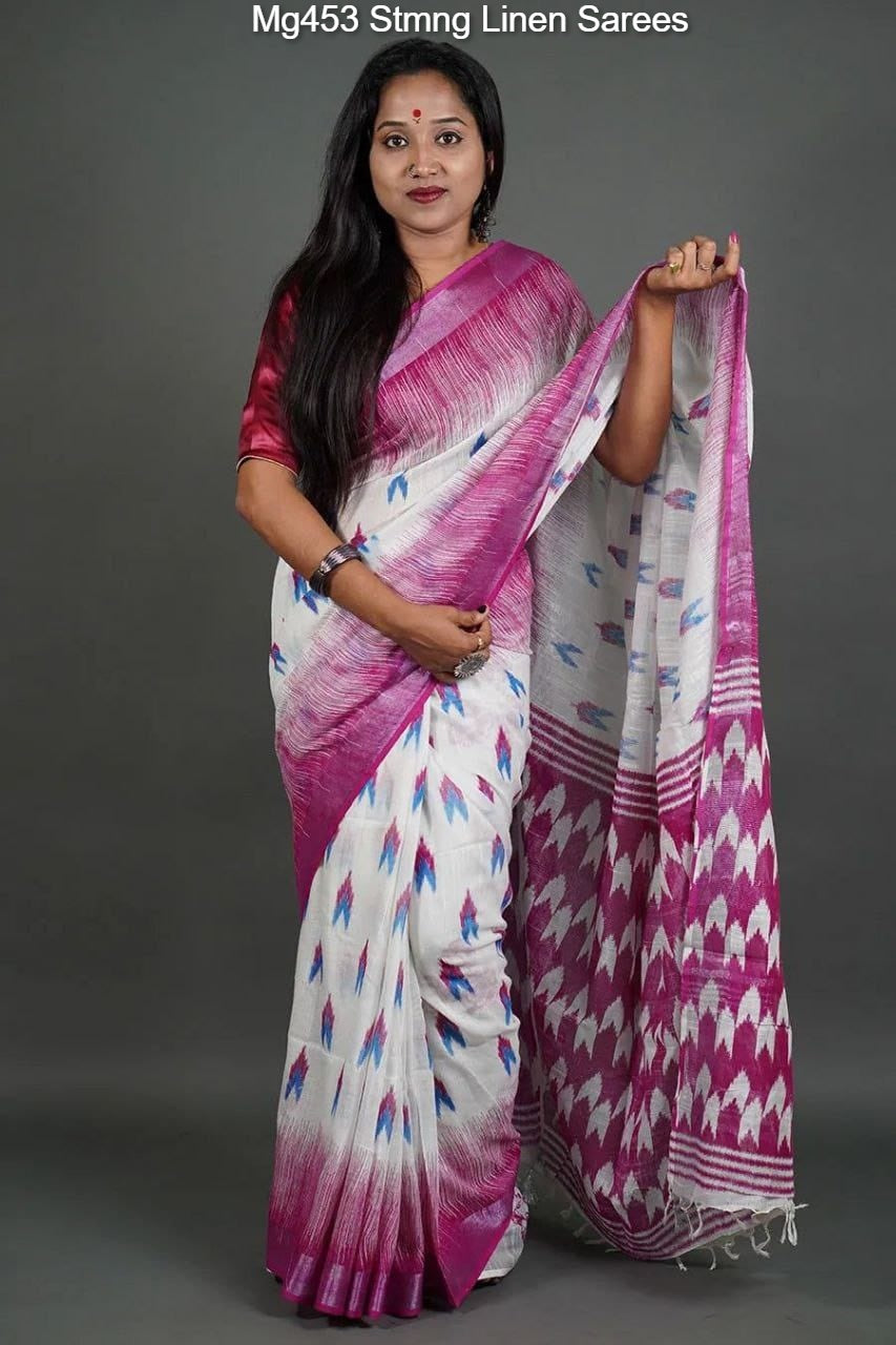 Mg453 Stmng Linen Sarees